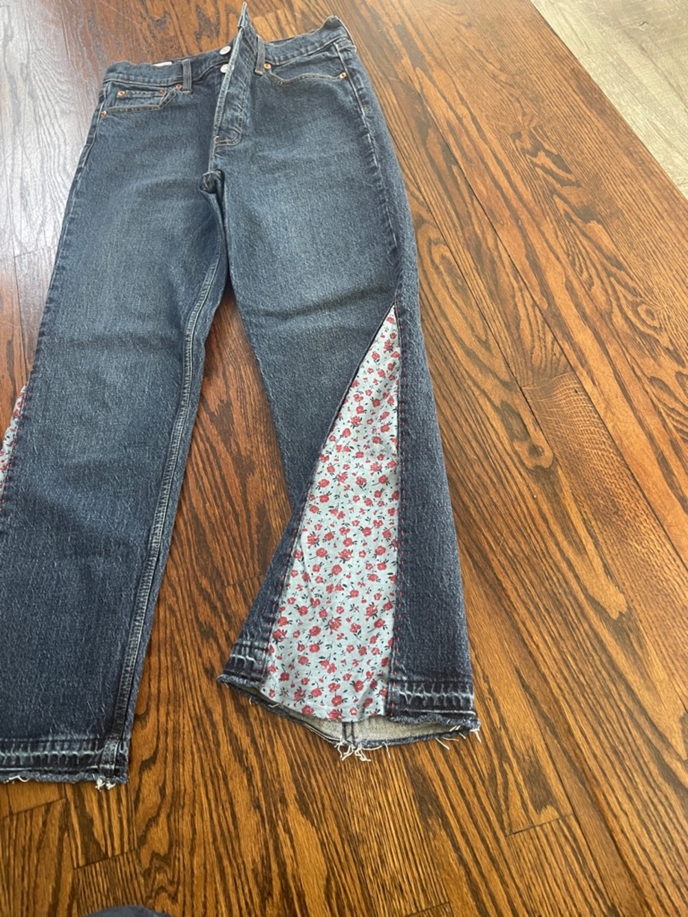 GAP Dark Wash Flare Jeans with Floral Side Panels